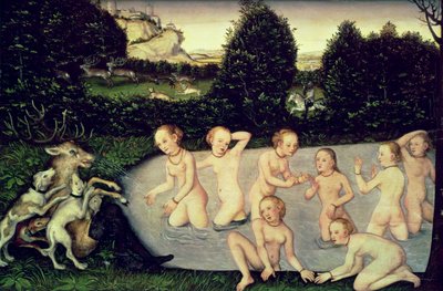 Diana en Actaeon door Lucas Cranach the Elder